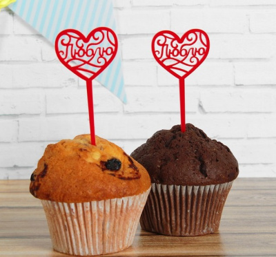 Шпажки Люблю красный 6 шт