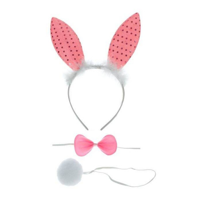 Набор (3в1) Зайчик с блестками (ушки, хвостик, бабочка) 1 шт