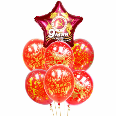 Букет 9 Мая! С Днем Победы! рубин 7 шт Букет 9 Мая! С Днем Победы! рубин 7 шт