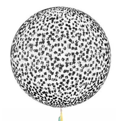 Шар Баблс 50 см с конфетти квадратики глянец черные 