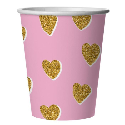 Стакан ВВ Сердечки розовый 250 мл 6 шт