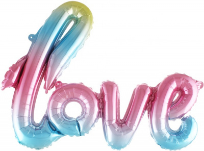 Шар фольга Фигура Надпись Love Нежная радуга (FL) под воздух