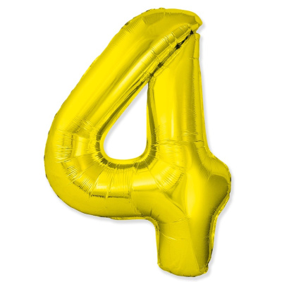 Шар Цифра 4 золото Слим 100 см (FM)