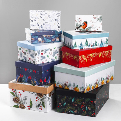 Коробка прямоуг Новогодний №2 14*8,4*4,5 см рис микс 1 шт