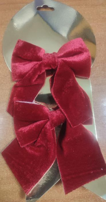 Бант велюр красный 11*12 см 2 шт Бант велюр красный 11*12 см 2 шт