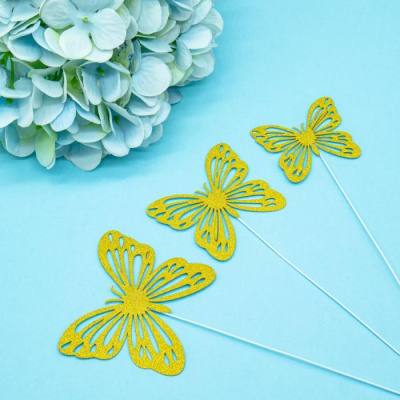 Набор топперов бабочка ажур золото 18 см 10 шт Набор топперов бабочка ажур золото 18 см 10 шт