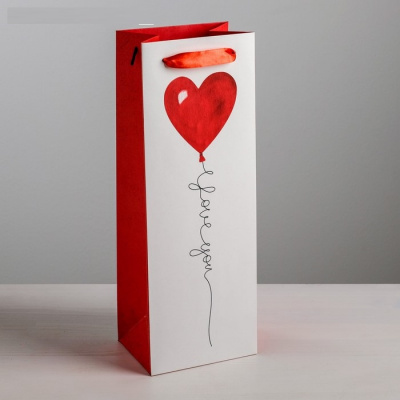 Пакет для бутылки I love you 13*36*10 см 1 шт Пакет для бутылки I love you 13*36*10 см 1 шт