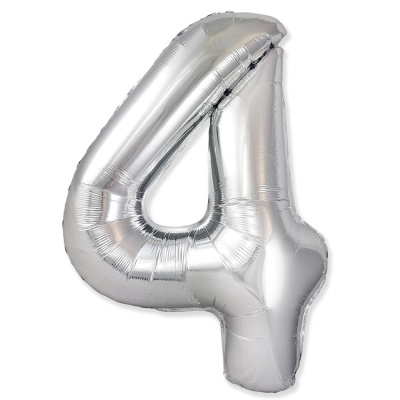 Шар Цифра 4 серебро слим 102 см (FM) Шар Цифра 4 серебро слим 102 см (FM)