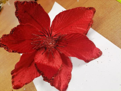 К Декор Цветок красный 24*20 см 1 шт