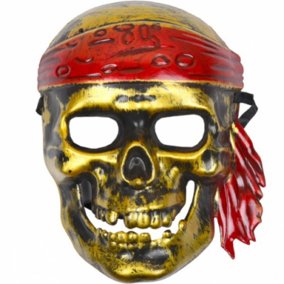Маска Череп пирата золото 1 шт