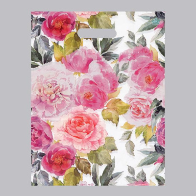 Пакет п/э Акварельные пионы 40*31 см 1 шт