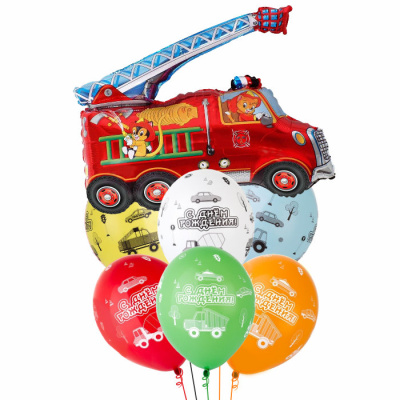 Букет С Днем Рождения Машина пожарная 7 шт