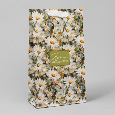 Пакет под две бутылки Ромашки 35*20*9 см 1 шт