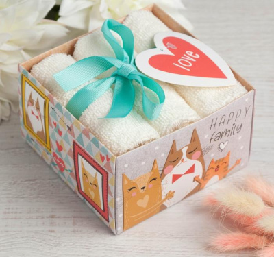Набор махровых салфеток Happy family 30*30см*3 шт
