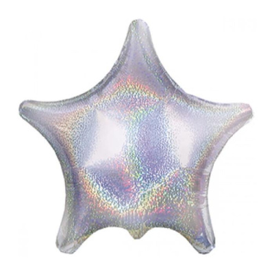 К Шар фольга без рисунка Звезда 18" Серебро голография