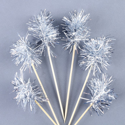 Шпажки Пушистик серебро 6 шт Шпажки Пушистик серебро 6 шт