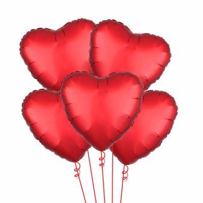 Букет из фольгированных шаров Сердце без рисунка 46 см 5 шт Букет из фольгированных шаров Сердце без рисунка 46 см 5 шт