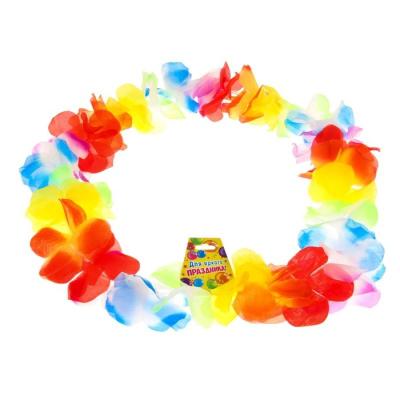 Гавайское ожерелье крупные цветы микс 1 шт