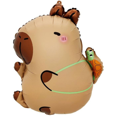 Шар фольга Фигура Капибара с черепашкой (ВЗ)