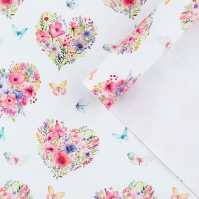 Бумага глянцевая Цветочные сердца 70*100 см 1 шт